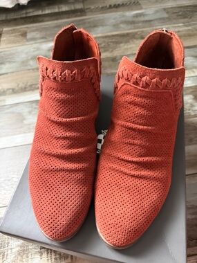 Womens  Vince Camuto Orange Suede Perforated Ankle Boots
